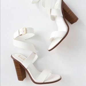 Lulus Shelbie White Ankle Strap Heels